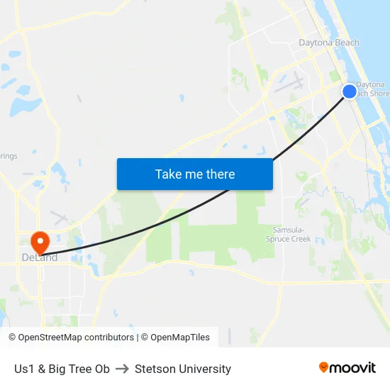 Us1 & Big Tree Ob to Stetson University map