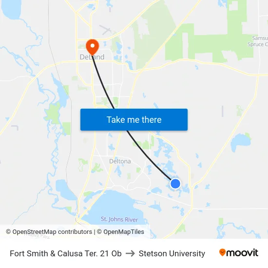 Fort Smith & Calusa Ter. 21 Ob to Stetson University map