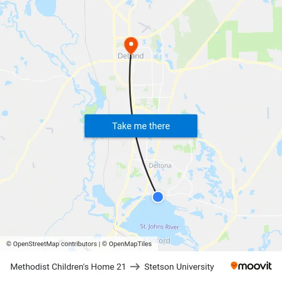 Methodist Children's Home 21 to Stetson University map
