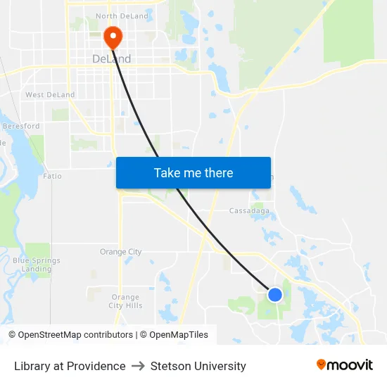 Library at Providence to Stetson University map