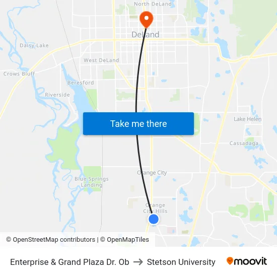 Enterprise & Grand Plaza Dr. Ob to Stetson University map