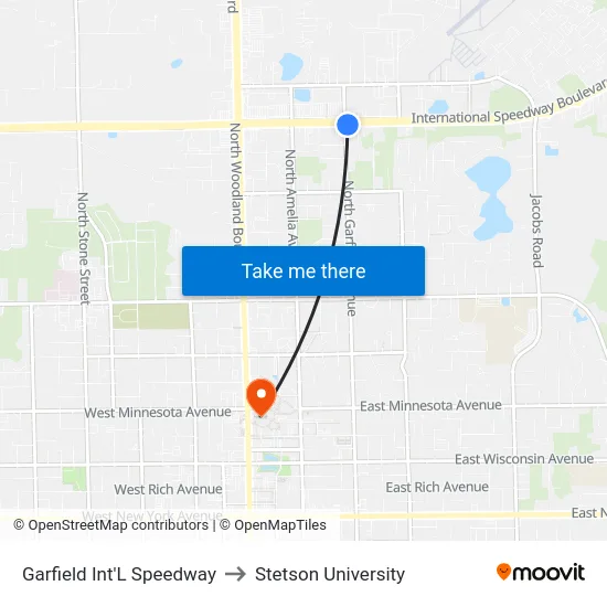 Garfield   Int'L Speedway to Stetson University map