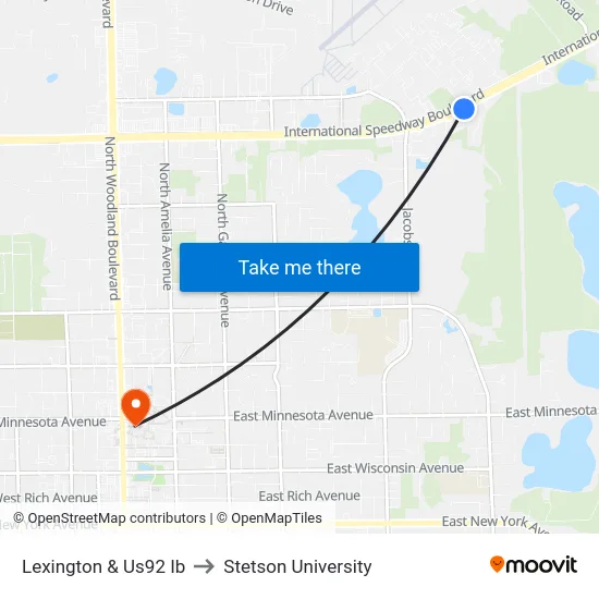 Lexington & Us92 Ib to Stetson University map