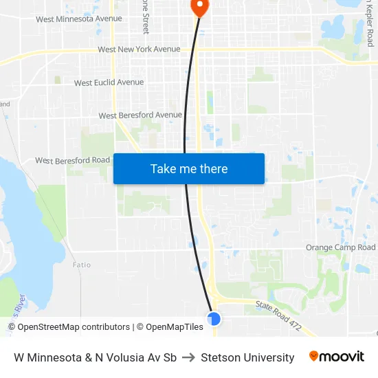 W Minnesota & N Volusia Av Sb to Stetson University map