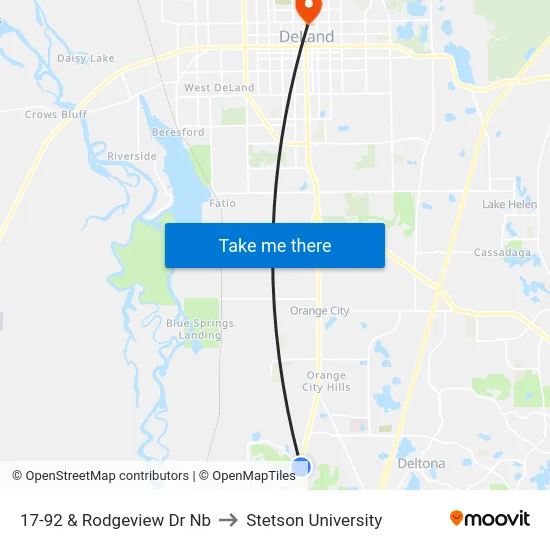 17-92 & Rodgeview Dr Nb to Stetson University map