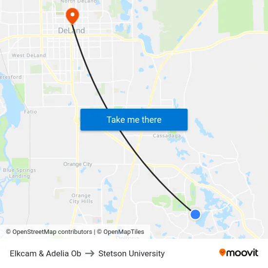 Elkcam & Adelia Ob to Stetson University map