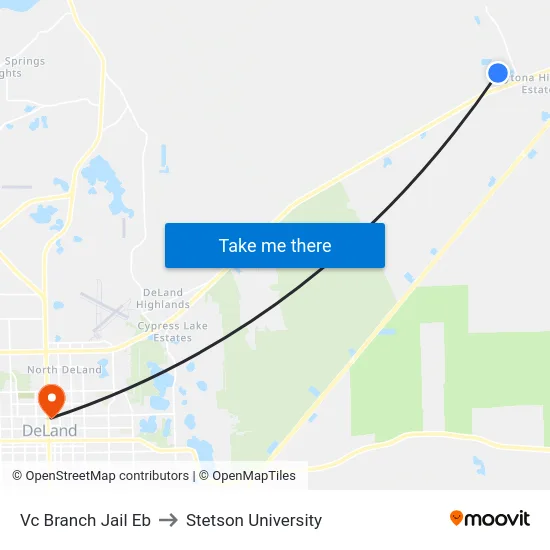 Vc Branch Jail Eb to Stetson University map