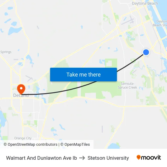 Walmart And Dunlawton Ave Ib to Stetson University map