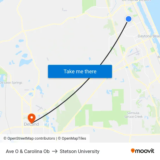 Ave O & Carolina Ob to Stetson University map