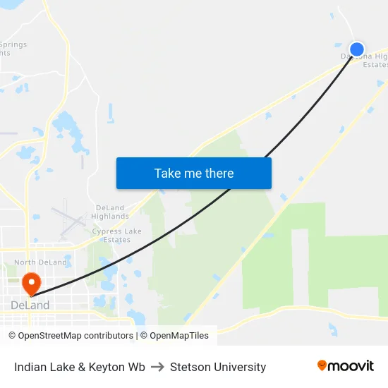 Indian Lake & Keyton Wb to Stetson University map