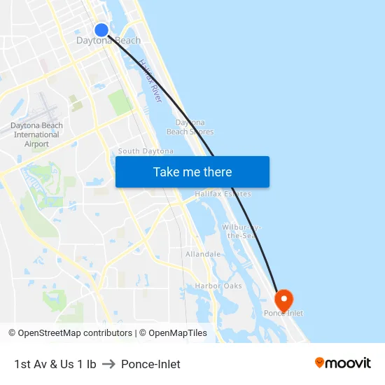 1st Av & Us 1  Ib to Ponce-Inlet map