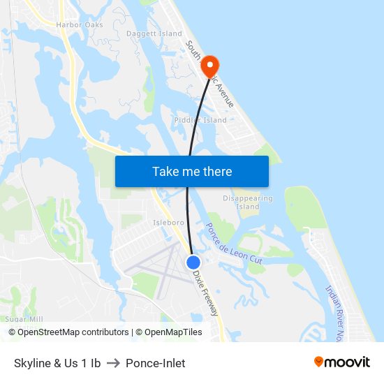 Skyline & Us 1 Ib to Ponce-Inlet map