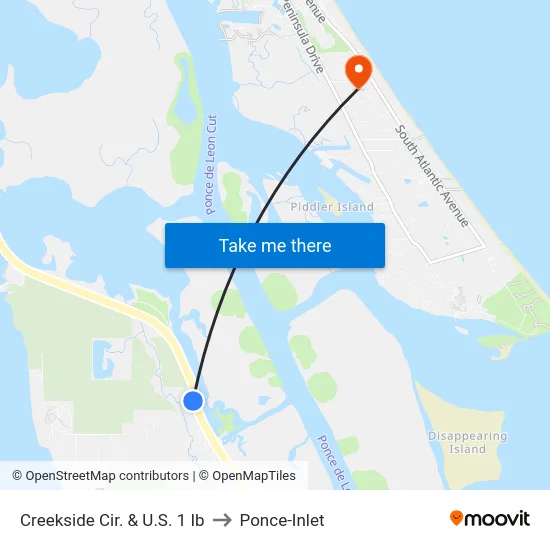 Creekside Cir. & U.S. 1 Ib to Ponce-Inlet map