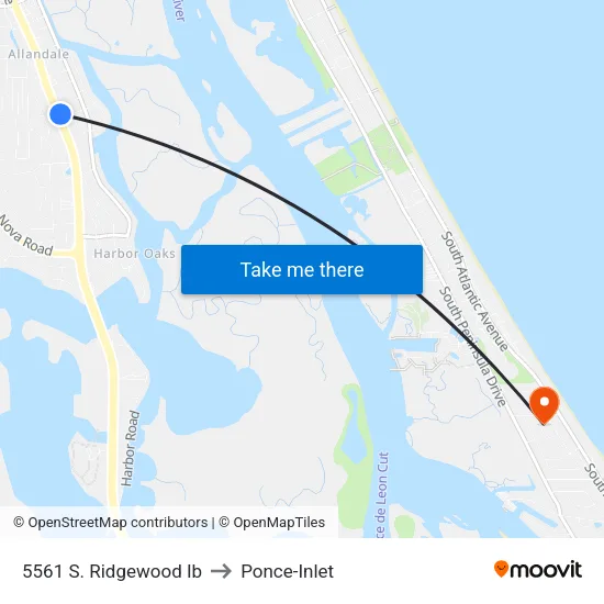 5561 S. Ridgewood Ib to Ponce-Inlet map