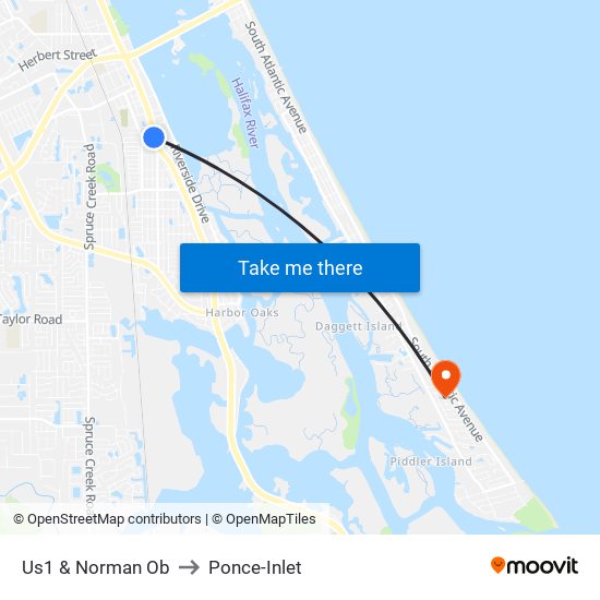 Us1 & Norman Ob to Ponce-Inlet map