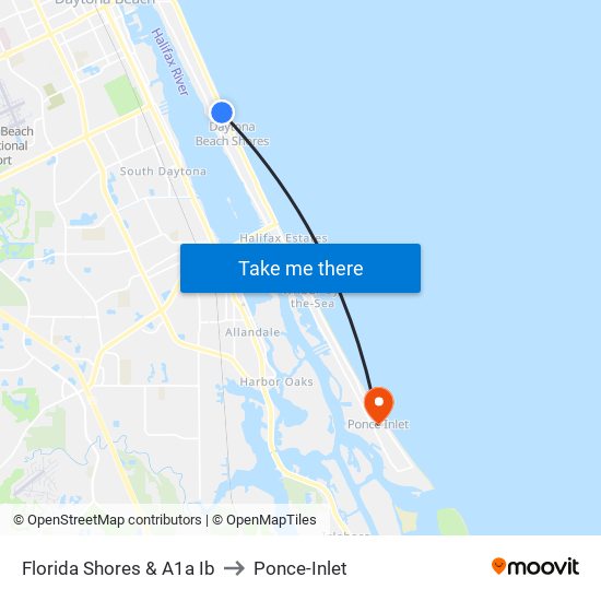 Florida Shores & A1a Ib to Ponce-Inlet map