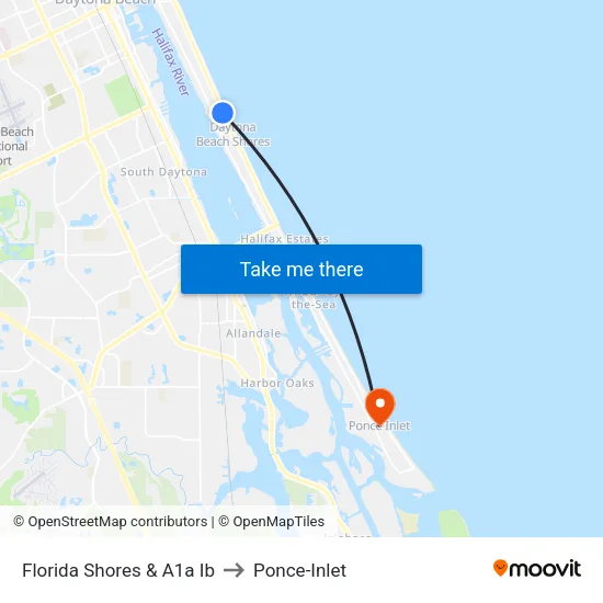 Florida Shores & A1a Ib to Ponce-Inlet map