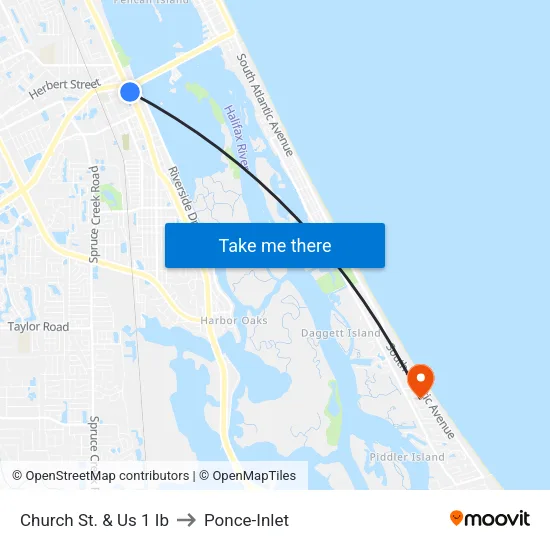 Church St. & Us 1 Ib to Ponce-Inlet map
