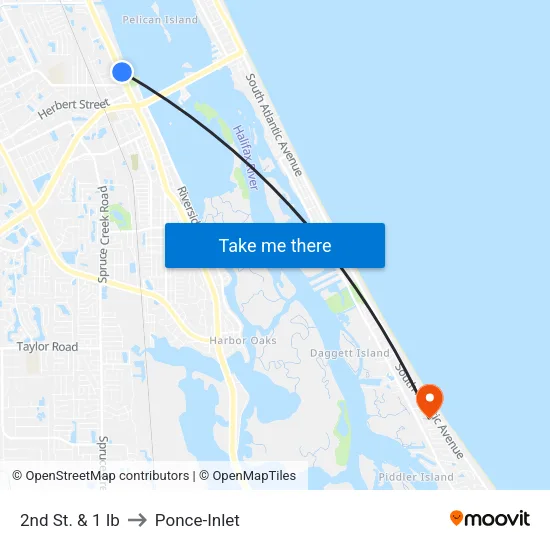 2nd St. & 1 Ib to Ponce-Inlet map