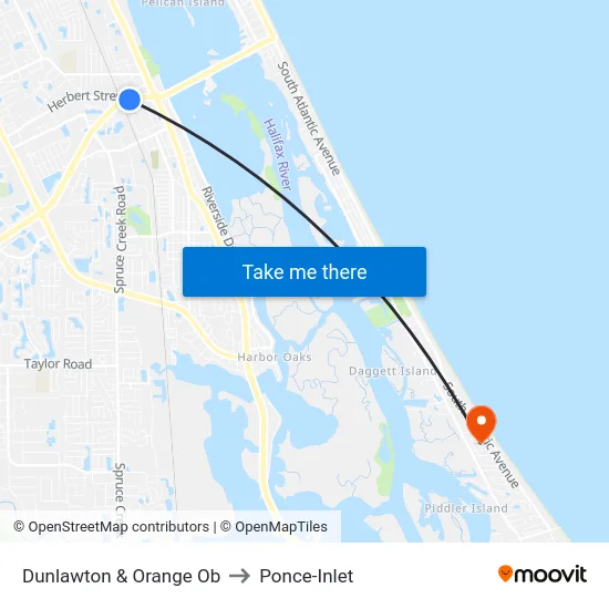 Dunlawton & Orange Ob to Ponce-Inlet map