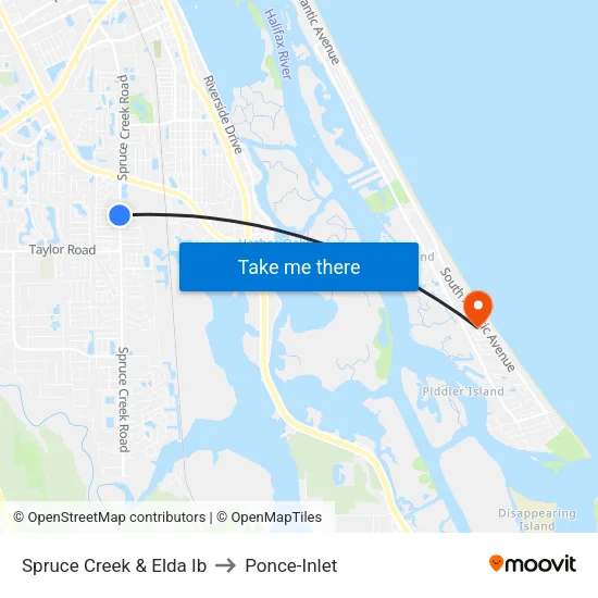 Spruce Creek & Elda Ib to Ponce-Inlet map