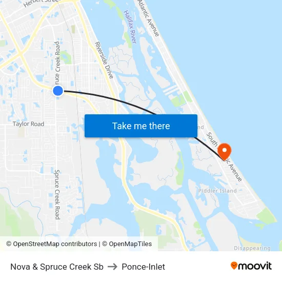 Nova & Spruce Creek Sb to Ponce-Inlet map