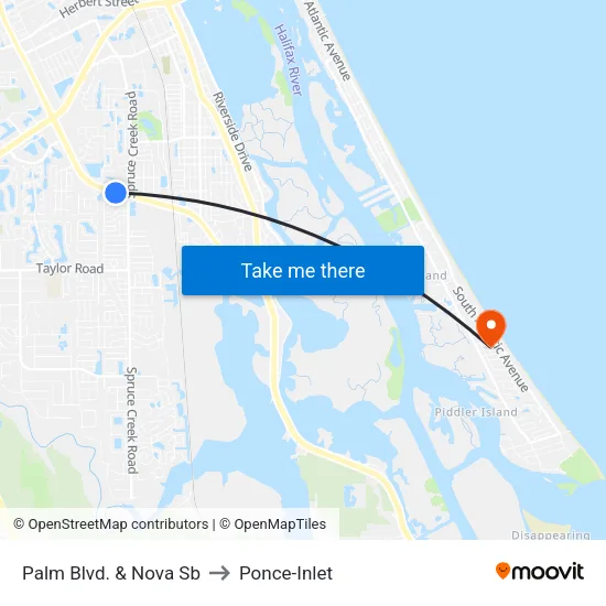 Palm Blvd. & Nova Sb to Ponce-Inlet map