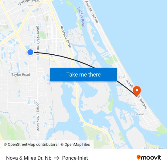 Nova & Miles Dr. Nb to Ponce-Inlet map