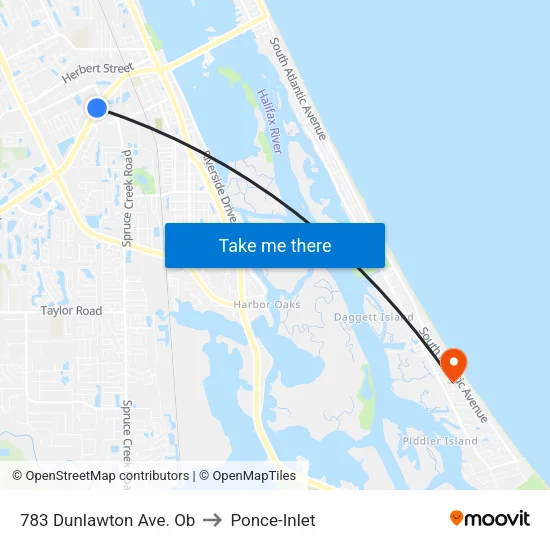 783 Dunlawton Ave.  Ob to Ponce-Inlet map