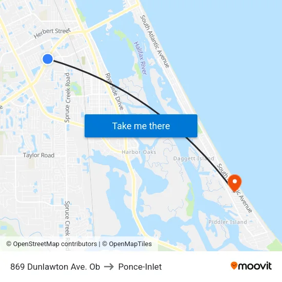 869 Dunlawton Ave. Ob to Ponce-Inlet map
