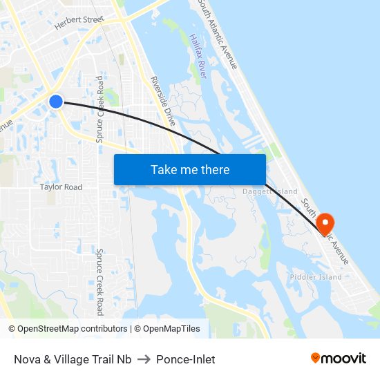 Nova & Village Trail Nb to Ponce-Inlet map