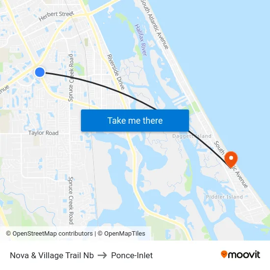 Nova & Village Trail Nb to Ponce-Inlet map