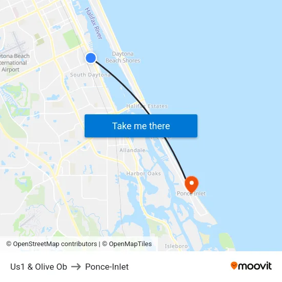 Us1 & Olive Ob to Ponce-Inlet map