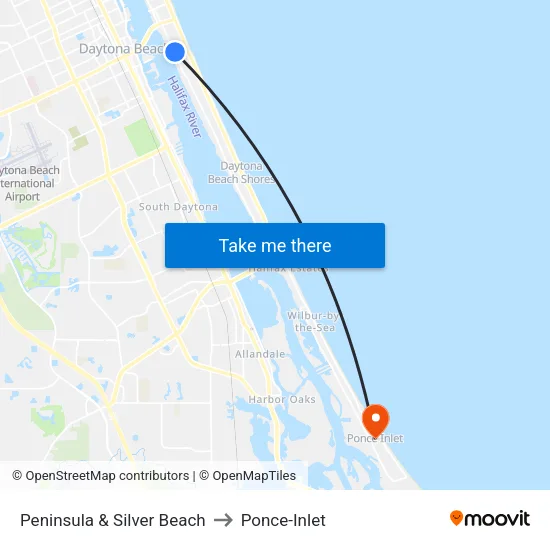 Peninsula & Silver Beach to Ponce-Inlet map