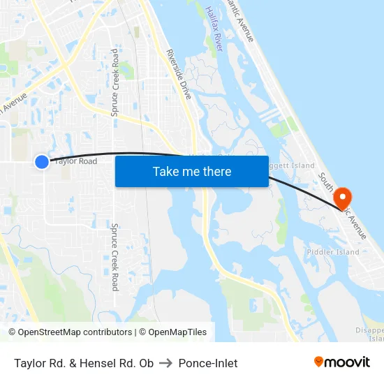 Taylor Rd. & Hensel Rd. Ob to Ponce-Inlet map