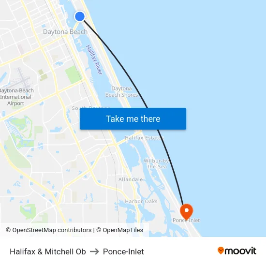 Halifax & Mitchell Ob to Ponce-Inlet map