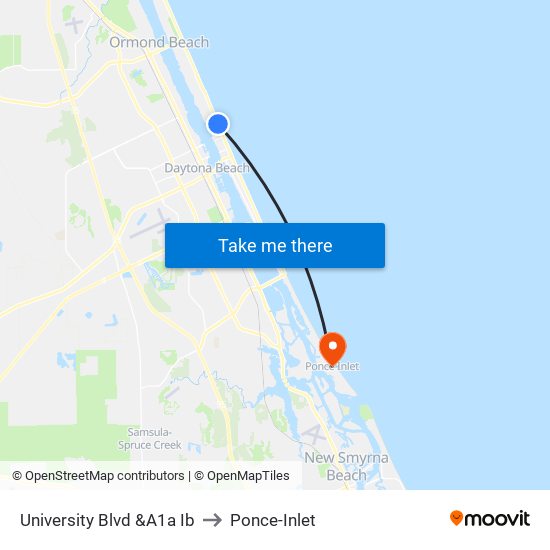 University Blvd &A1a Ib to Ponce-Inlet map