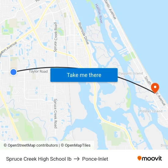 Spruce Creek High School Ib to Ponce-Inlet map