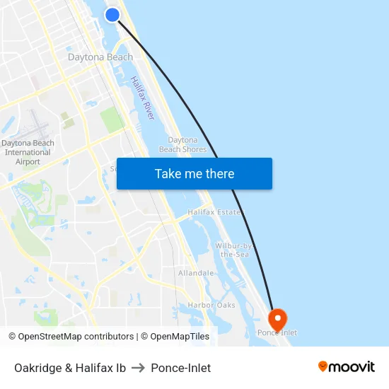 Oakridge & Halifax Ib to Ponce-Inlet map
