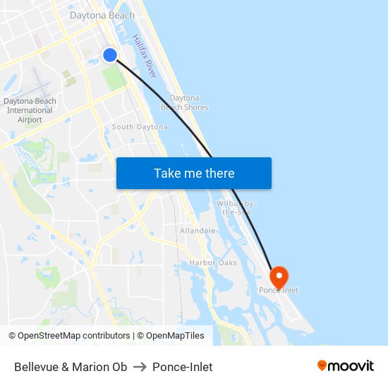 Bellevue & Marion Ob to Ponce-Inlet map