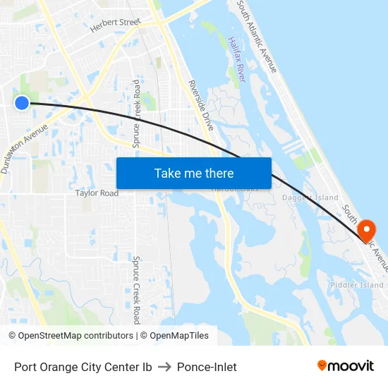 Port Orange City Center Ib to Ponce-Inlet map