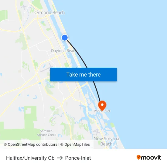 Halifax/University Ob to Ponce-Inlet map