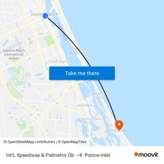 Int'L Speedway & Palmetto Ob to Ponce-Inlet map
