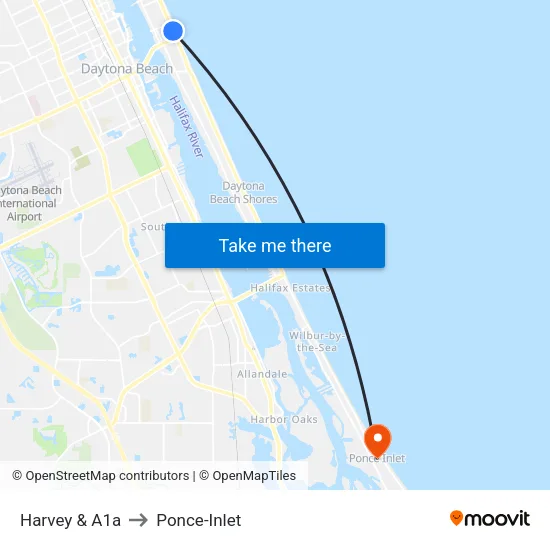 Harvey & A1a to Ponce-Inlet map