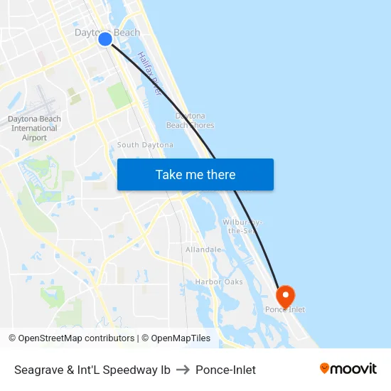 Seagrave & Int'L Speedway Ib to Ponce-Inlet map