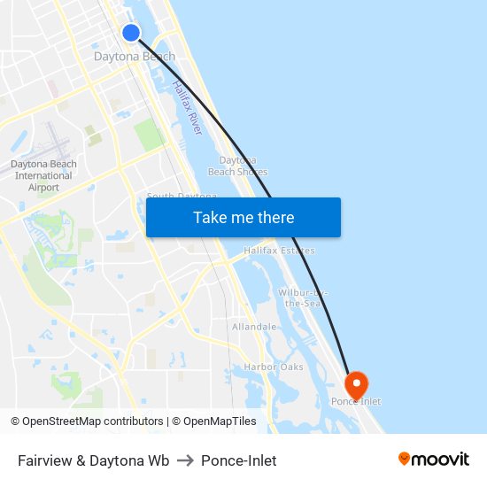Fairview & Daytona Wb to Ponce-Inlet map
