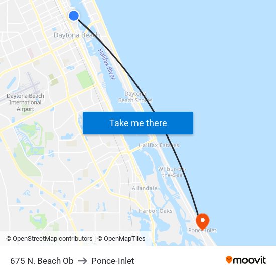 675 N. Beach Ob to Ponce-Inlet map