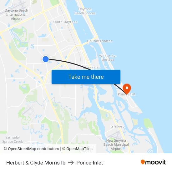Herbert & Clyde Morris Ib to Ponce-Inlet map