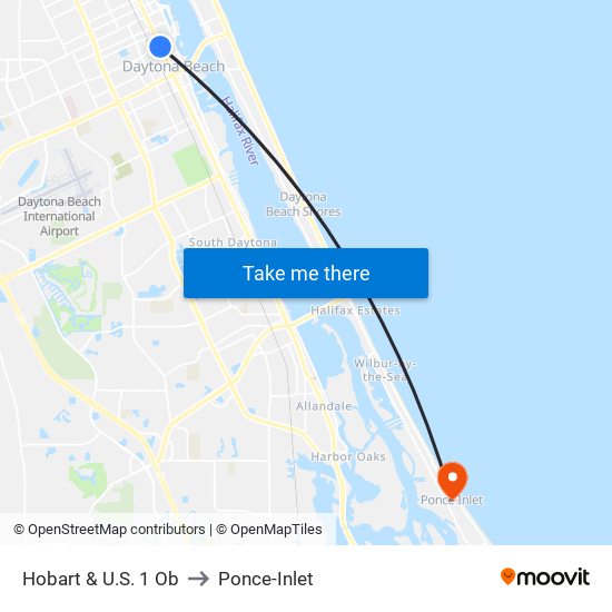 Hobart & U.S. 1 Ob to Ponce-Inlet map