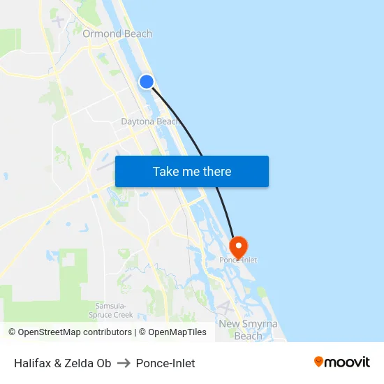 Halifax & Zelda Ob to Ponce-Inlet map